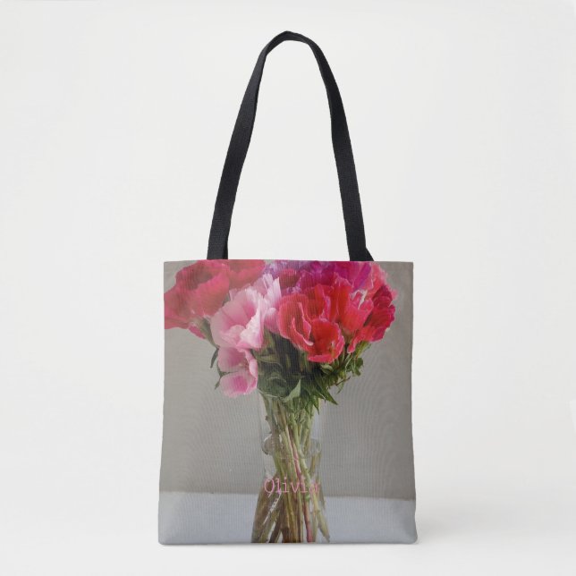 Hübsche Blume für Februar Foto+Individuelle Name Tasche (Vorderseite)