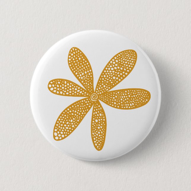 Hübsche Blume - Goldenes Brot auf Weiß Button (Vorderseite)