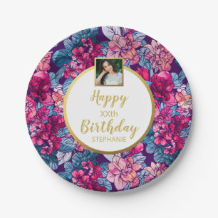 Hübsche Blume, Happy Birthday, Benutzerdefinierte Pappteller