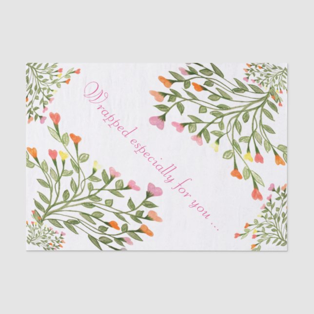 Hübsche Blume Herzdesign - Gewebepapier Seidenpapier (Vorderseite)