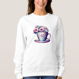 Hübsche Blume in der Teacup-China Sweatshirt
