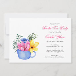 Hübsche Blume in einem Teacup Brautparty Teezeremo Einladung