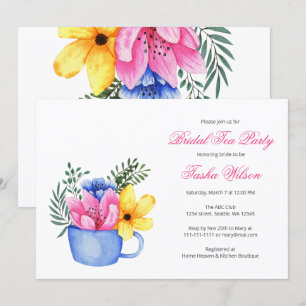Hübsche Blume in einem Teacup Brautparty Teezeremo Einladung