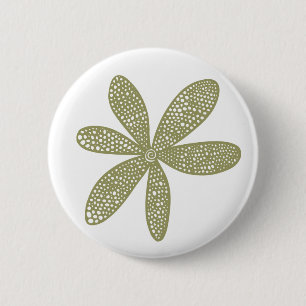 Hübsche Blume - Khaki auf Weiß Button