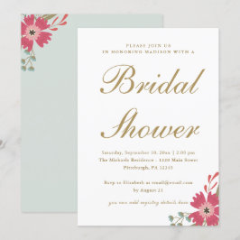 Hübsche Blume Minze grünes Brautparty Einladung