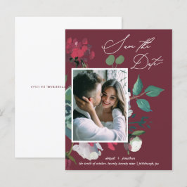Hübsche Blume mit Blumenwasser Burgund Hochzeit Einladungspostkarte