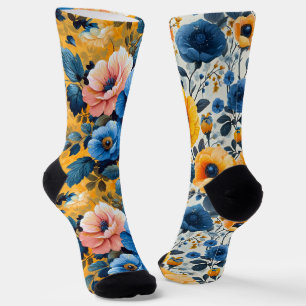 Hübsche Blume Muster ungleich Socken
