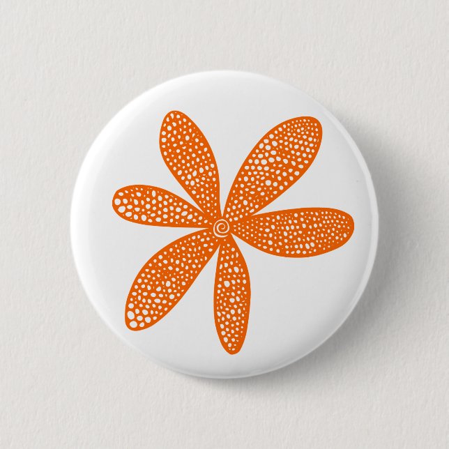 Hübsche Blume - Orange auf Weiß Button (Vorderseite)