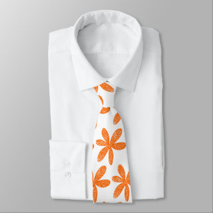 Hübsche Blume - Orange auf Weiß Krawatte