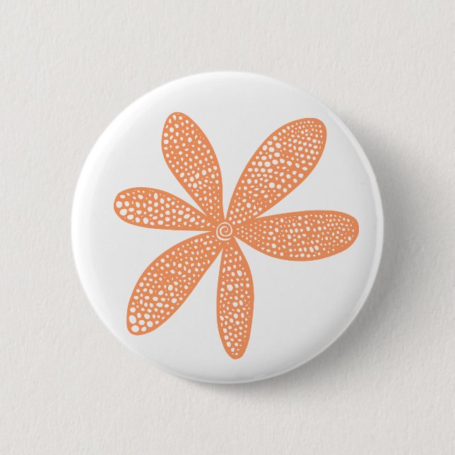 Hübsche Blume - Pfirsich auf Weiß Button (Vorderseite)