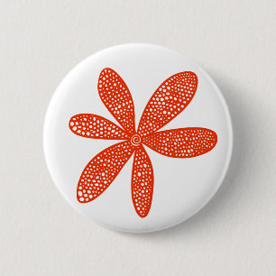 Hübsche Blume - Rot auf Weiß Button