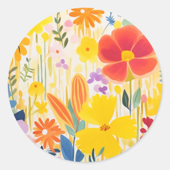 Hübsche Blume Runder Aufkleber (Vorderseite)
