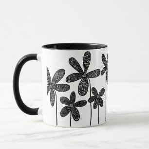 Hübsche Blume - Schwarz und Weiß Tasse