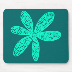 Hübsche Blume - Türkis auf Moss Green Mousepad