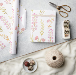 Hübsche Blume und Blätter Girl Baby Dusche Geschenkpapier