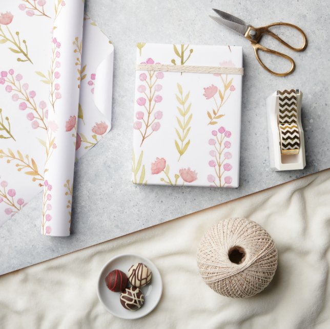 Hübsche Blume und Blätter Girl Baby Dusche Geschenkpapier (Kunsthandwerk)