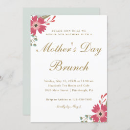 Hübsche Blume und der Brunch der Minzgrün-Mutter Einladung