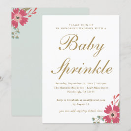 Hübsche Blume und Minze Green Baby Sprinkle Einladung