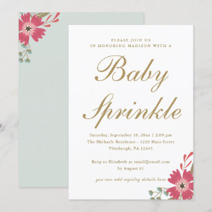 Hübsche Blume und Minze Green Baby Sprinkle Einladung
