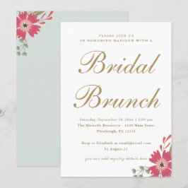 Hübsche Blume und Minze Green Bridal Brunch Einladung