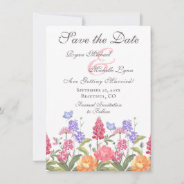 Hübsche Blume und Schmetterlinge Hochzeit Save The Date