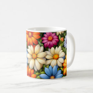 Hübsche Blumen, hell gefärbt, Kaffeetasse