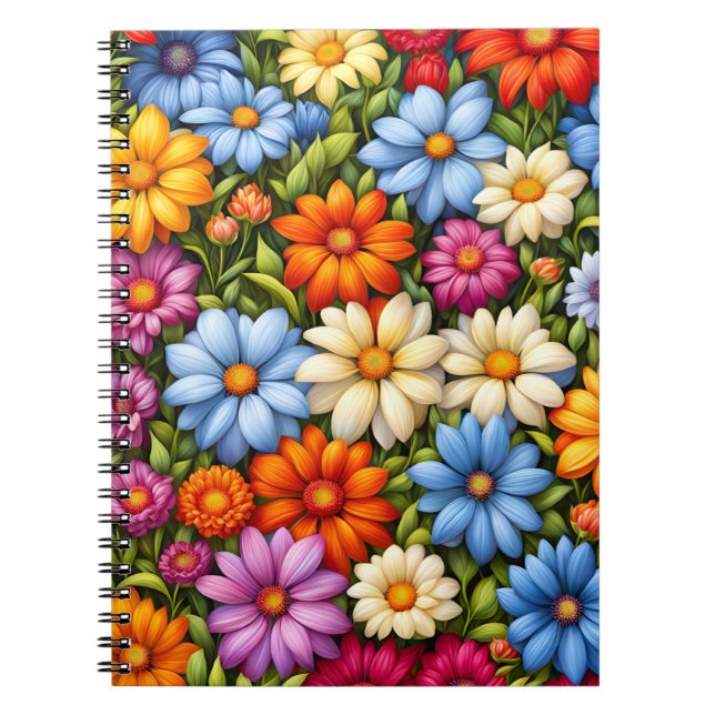 Hübsche Blumen, hell gefärbt, Notizblock (Vorderseite)