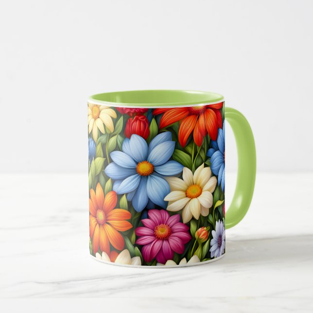 Hübsche Blumen, hell gefärbt, Tasse (VorderseiteRechts)