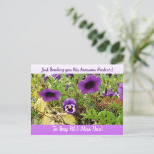 Hübsche Blumen "Ich vermisse DICH" Grußkarte Postkarte