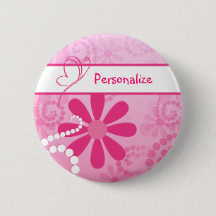 Hübsche Blumen-niedliche rosa Retro Gänseblümch Button