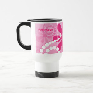 Hübsche Blumen-niedliche rosa Retro Gänseblümchen Reisebecher