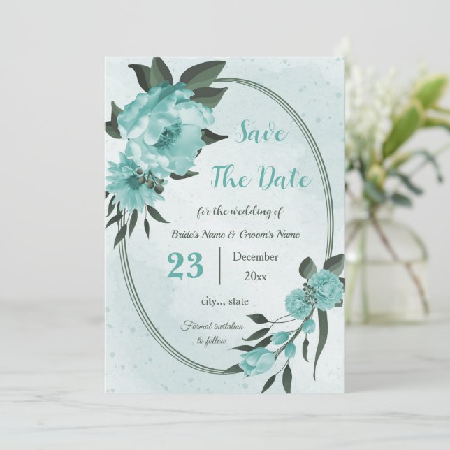 hübsche Blumen Save The Date (Stehend Vorderseite)