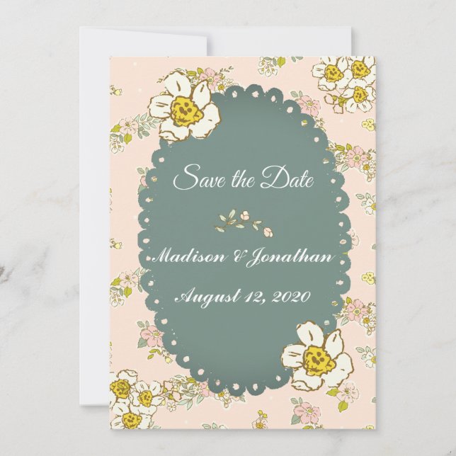 Hübsche Blumen Skript Pastell Rosa Romantisch Save The Date (Vorderseite)