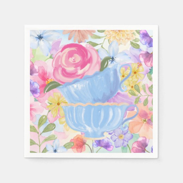 Hübsche Blumen Teetassen Serviette (Vorderseite)