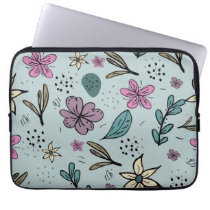 Hübsche Blumen und Blätter illustriertes Muster Bl Laptopschutzhülle