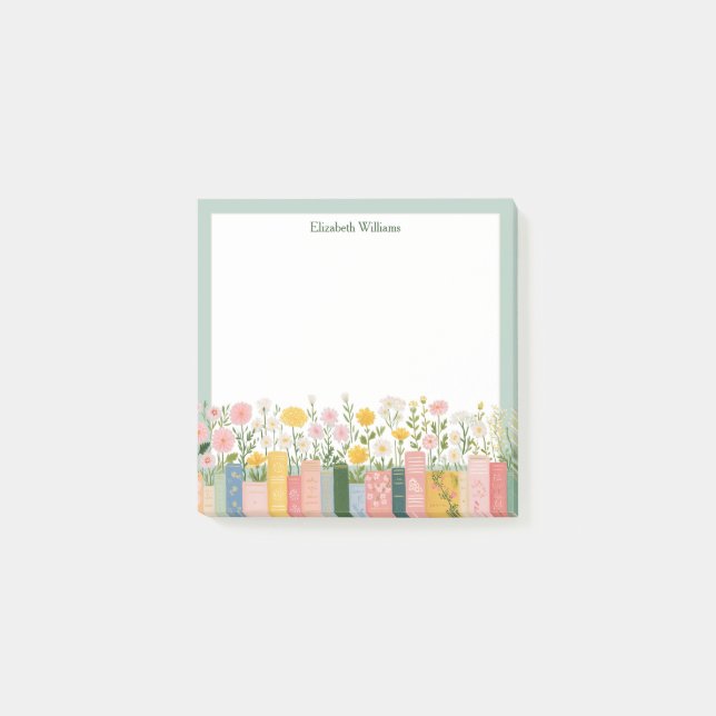 Hübsche Blumen und Bücher  Post-it Klebezettel (Vorderseite)