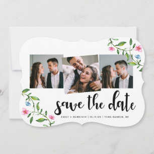 Hübsche Blumen- und Punkte-Hochzeit Save The Date