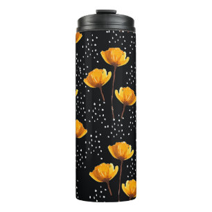 Hübsche Blumen- und Punkte-Illustrationsmuster Thermosbecher