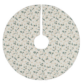 Hübsche Blumencreme und grüne Blume Polyester Weihnachtsbaumdecke