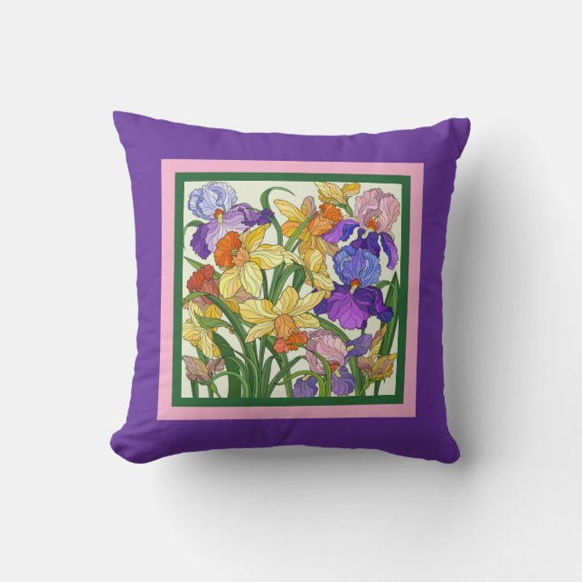 Hübsche Blumeneisen auf lila Kissen (Vorderseite)