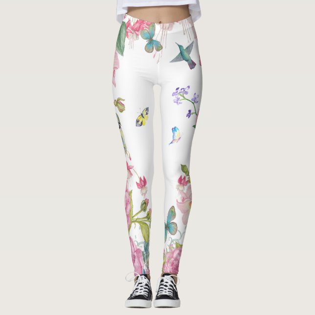 hübsche Blumenferien der Sommerschmetterlingsvögel Leggings (Vorderseite)