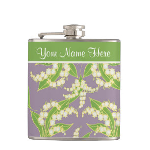 Hübsche Blumenflasche: Lily of the Valley, Mauve Flachmann