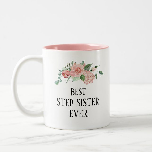Hübsche blumengeschmückte Personalisierte Beste St Zweifarbige Tasse (Links)
