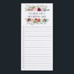 Hübsche Blumenhandelsliste Magnetische Notepad Magnetischer Notizblock<br><div class="desc">Shopping Liste Design mit einem Aquarell rosa Blumen & Blätter Rahmen personalisiert mit Ihrem Namen.</div>