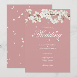 Hübsche Blumenhochzeit Weißes Blossom Dusty Rose Einladung