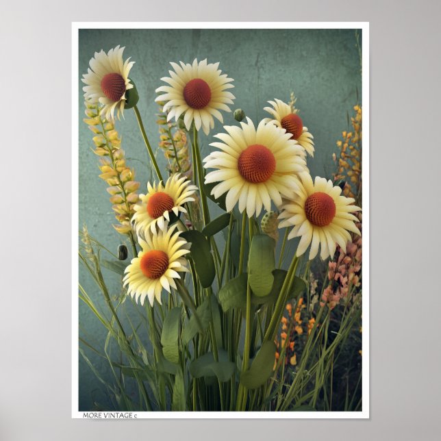 Hübsche Blumenillustration Poster (Vorne)