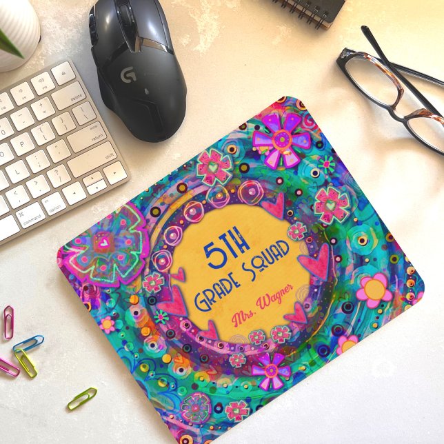 Hübsche Blumenlehrerin Squad Personalisiert Mousepad (Von Creator hochgeladen)