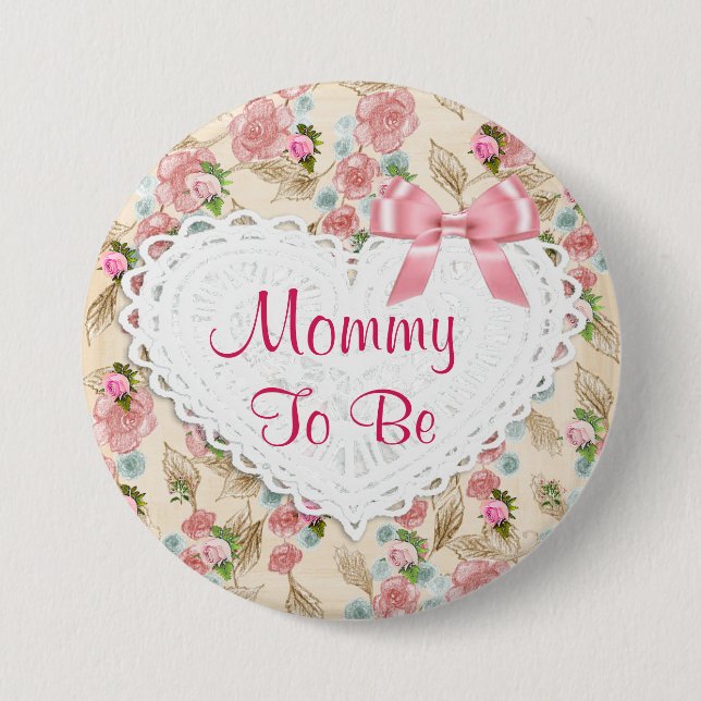 Hübsche Blumenmama, zum Baby-Duschenknopf zu sein Button (Vorderseite)