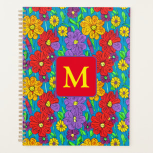 Hübsche Blumenmuster Mit Monogramm Planer