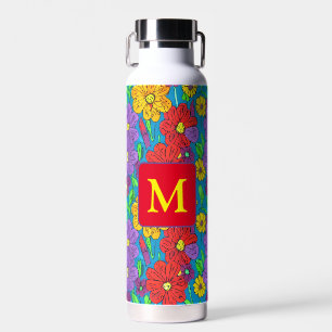 Hübsche Blumenmuster Mit Monogramm Trinkflasche